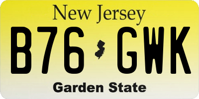 NJ license plate B76GWK