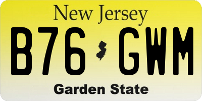NJ license plate B76GWM