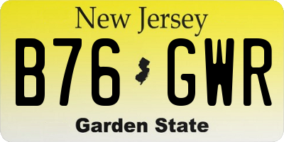 NJ license plate B76GWR