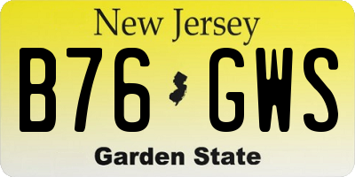 NJ license plate B76GWS