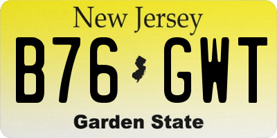 NJ license plate B76GWT