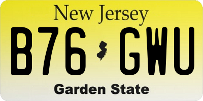 NJ license plate B76GWU
