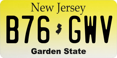 NJ license plate B76GWV