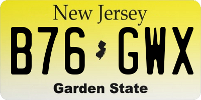 NJ license plate B76GWX