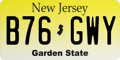 NJ license plate B76GWY