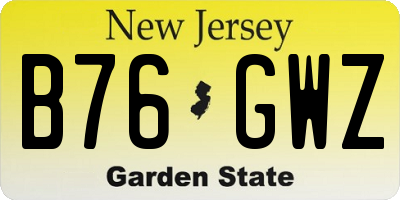 NJ license plate B76GWZ