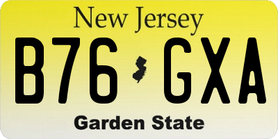 NJ license plate B76GXA