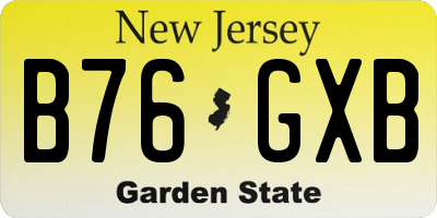 NJ license plate B76GXB