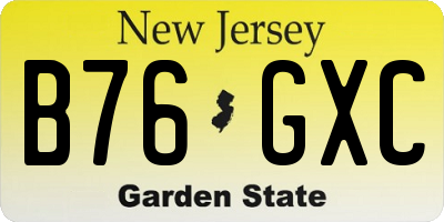 NJ license plate B76GXC