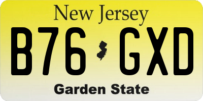 NJ license plate B76GXD