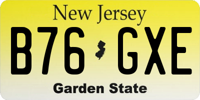 NJ license plate B76GXE