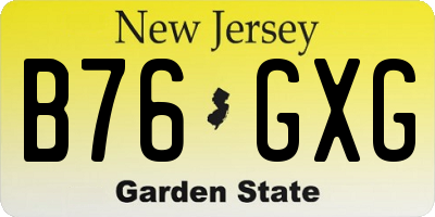 NJ license plate B76GXG