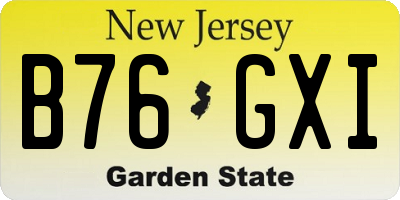 NJ license plate B76GXI