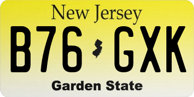 NJ license plate B76GXK