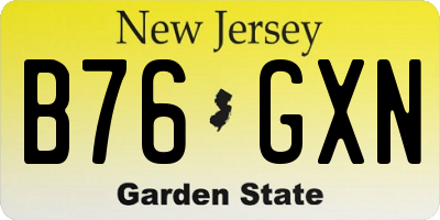 NJ license plate B76GXN