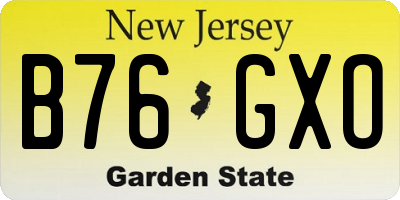 NJ license plate B76GXO