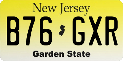 NJ license plate B76GXR