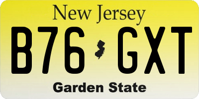NJ license plate B76GXT