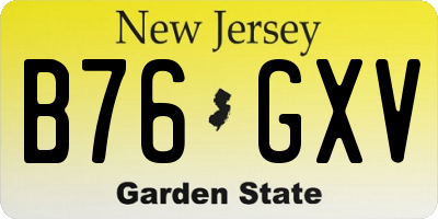 NJ license plate B76GXV