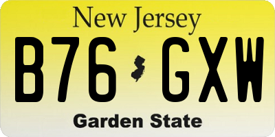 NJ license plate B76GXW