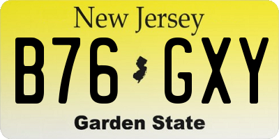 NJ license plate B76GXY
