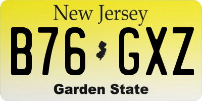 NJ license plate B76GXZ
