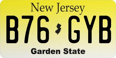 NJ license plate B76GYB