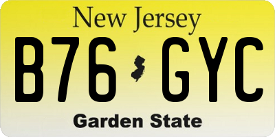NJ license plate B76GYC