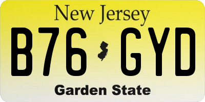 NJ license plate B76GYD
