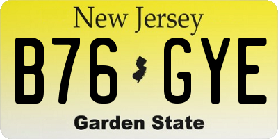 NJ license plate B76GYE