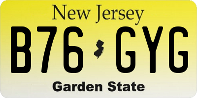 NJ license plate B76GYG