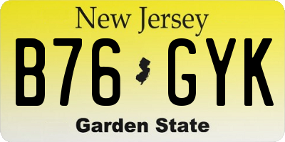 NJ license plate B76GYK