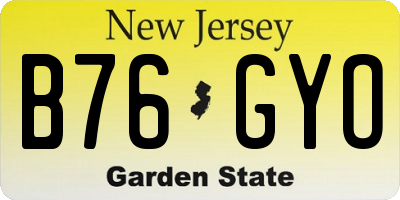 NJ license plate B76GYO