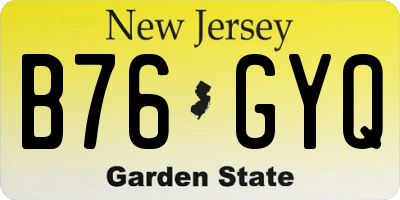 NJ license plate B76GYQ