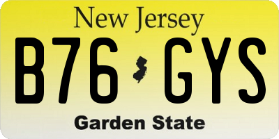 NJ license plate B76GYS