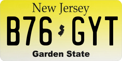 NJ license plate B76GYT