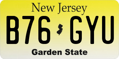 NJ license plate B76GYU