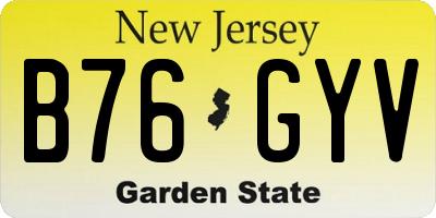 NJ license plate B76GYV