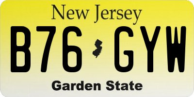 NJ license plate B76GYW