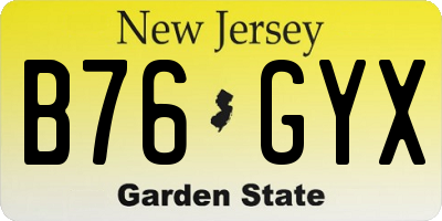 NJ license plate B76GYX
