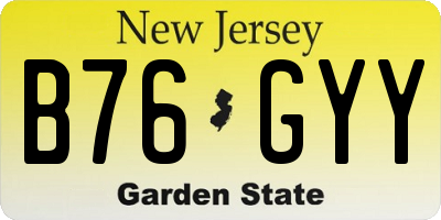 NJ license plate B76GYY