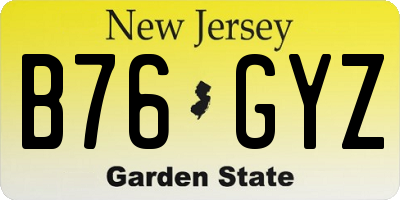 NJ license plate B76GYZ