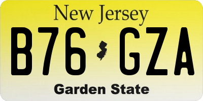 NJ license plate B76GZA