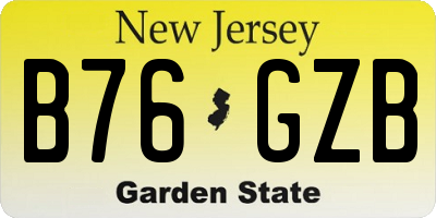 NJ license plate B76GZB