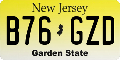 NJ license plate B76GZD