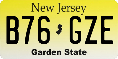 NJ license plate B76GZE