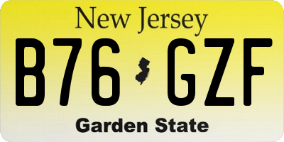 NJ license plate B76GZF