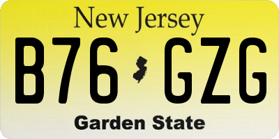 NJ license plate B76GZG