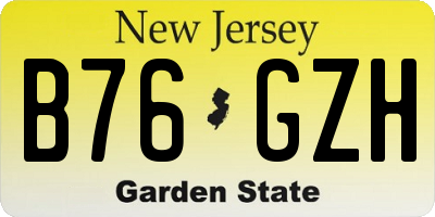 NJ license plate B76GZH