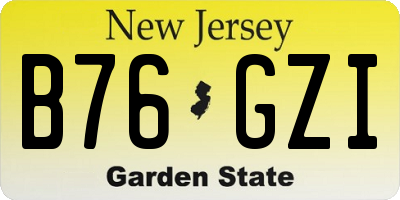 NJ license plate B76GZI